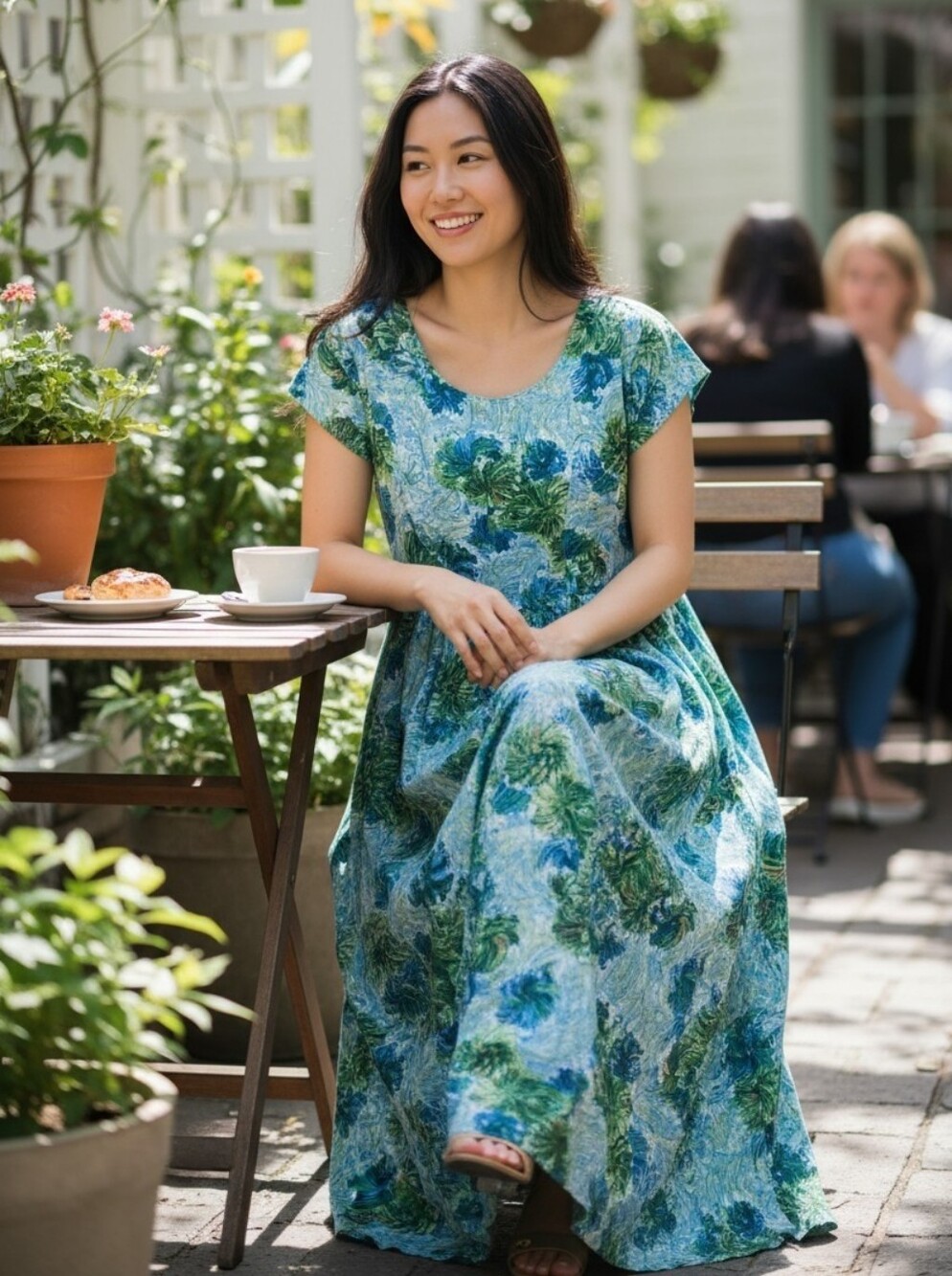Vintage Royal Hawaiian Made in Hawaii Tropical Floral Maxi Dress Large